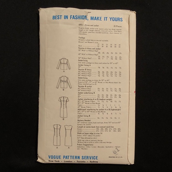 4 Vintage Vogue Patterns - Picture 5 of 9
